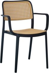 Mobikon Scaun plastic negru bej Ravid 57x54x80, 5cm (0000400898)