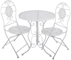 Clayre & Eef Set mobilier gradina masa, 2 scaune fier alb II Ø 60x70 cm / 50x40x93 cm (2) (5Y1434)