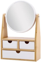 AdTrend Caseta bijuterii cu oglinda bambus alb natur 19 x 8 x 31 cm (118226B)