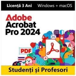 Adobe Acrobat Pro 2024 studenți și profesori Desktop Windows + macOS Licență 3 Ani (30006883)