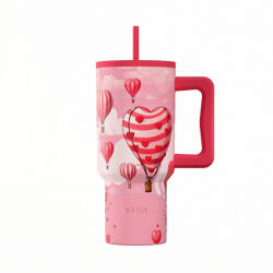 Estia Home Art Straw Tumbler XL Save The Aegean Reciclabil Pahar Cu Mâner Termos Oțel Inoxidabil Fără BPA 900ml Love Ascend Cu Pai Și Mâner 01-41533 (01-41533)