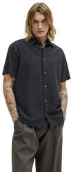 JACK & JONES Cămașă Din In Cu Mâneci Scurte Regular Fit Neagră 12289160 (12289160)