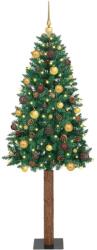 vidaXL Brad de Craciun subtire Verde 210 cm PVC si lemn de PIN masiv GartenMobel Dekor (3394874)