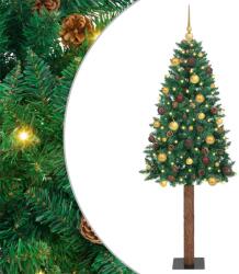 vidaXL Brad de Craciun subtire Verde 180 cm PVC si lemn de PIN masiv GartenMobel Dekor (3394861)