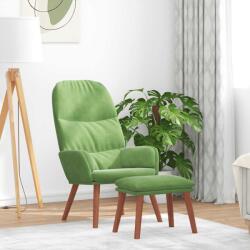 vidaXL Scaun de relaxare cu taburet, verde deschis, catifea GartenMobel Dekor (3315119)