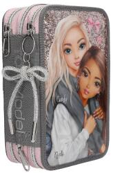 TOPModel Penar, Top Model, Echipat, 3 compartimente, roz și gri, 14x20x7 cm (4010070703608) Penar