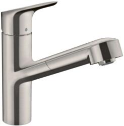 Hansgrohe Focus M43 - Mosogató csaptelep kihúzható kifolyóval, rozsdamentes acél 71842800 (71842800)