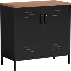 HOMCOM Bufet Metalic cu 2 Uși și Raft Reglabil, pentru Living sau Birou, Negru | Aosom Romania (83B-860V00BK) Bufet