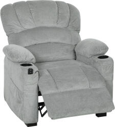 HOMCOM Fotoliu Relax Electric Reclinabil 150° cu Suport pentru Picioare, Șezut Lat, Silențios, Catifea, Gri | Aosom Romania (83B-657V90GY)