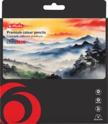 Herlitz Creioane colorate corp negru, mina 4mm, set 24 culori, blister, Herlitz HZ9498300