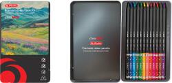 Herlitz Creioane colorate corp negru, mina 4mm, set 12 culori, cutie metalica, Herlitz HZ9498240