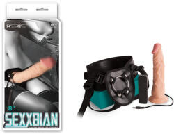 NMC Sexxbian 8" Vibrating Dong & Harness - adultshopone