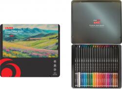 Herlitz Creioane colorate corp negru, mina 4mm, set 24 culori, cutie metalica, Herlitz HZ9498250