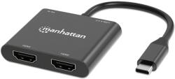 Manhattan USB-C PD Dual-HDMI Átalakító Fekete 154321 (154321)