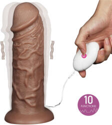 Lovetoy 10, 5'' realisztikus puf, vibráló dildo barna