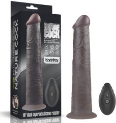 Lovetoy 10'' Dual Layered Silicone Rotator Brown - adultshopone - 19 590 Ft