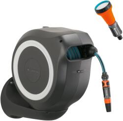 GARDENA wall hose box RollUp M 20 m: Flexible irrigation for medium-sized gardens, swiveling hose reel, with wall bracket, system parts and syringe incl. 20 m Gardena hose (18612-60) (18612-60)