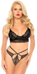 Leg Avenue Lace bralette and thong, black, S/M