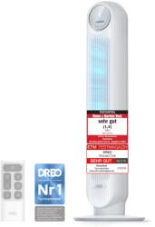 DREO 20dB Quiet Tower Fan, 10m Throw 4 Speed Levels 4 Modes 8 Hour Timer 90° Oscillating Fan with Cooling Remote Control for Bedroom, Nomad One, White - DR-HTF007 (DR-HTF007)