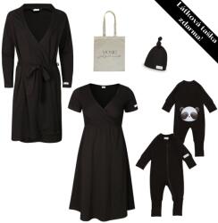  Moniel kórházi szett anyának és babának Newborn All Black fekete hálóing, XL méret