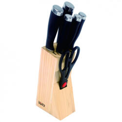 Voltz Set de cutite Oliver Voltz OV51633LW, 7 piese, Suport de depozitare din lemn, Negru/Lemn (OV51633LW)