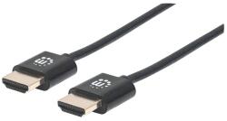 Manhattan Kábel - HDMI to HDMI szuper keskeny (Ethernet HEC, ARC, 3D, 4K60Hz, fali kábel, Shielded, 1m, Fekete) 394352 (394352)