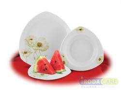 ROTBERG Lapostányér, porcelán, 29 cm átmérőjű, fehér, mákvirág mintával 6 db-os (KHPU082)