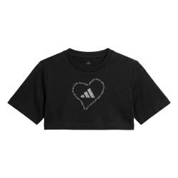 Adidas Tricouri mânecă scurtă Fete SATIN EMBROIDERY CROPPED GRAPHIC T-SHIRT adidas Negru 7 / 8 ani