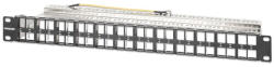 Manhattan Patch panel - Üres patch panel, 48 portos, 10" 1U, Fekete (721028)