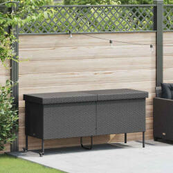 vidaXL Fekete Polyrattan Kerti Tárolóláda Kerekekkel 160X55X75 Cm (4103831)