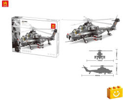 WANGE 4002 - Katonai helikopter építőjáték - 100% kompatibilis minden más kedvelt márkával