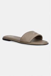 Calvin Klein női bőr papucs ROUND FLAT SNDL LTH BAR HW 2 - barna Női 40