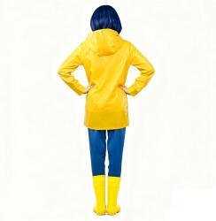  Coraline cosplay jelmez gyerekeknek sárga kabát kék nadrág (kostium Coraline płaszcz żółty spodnie S )