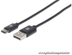 Manhattan Kábel - USB 2.0 Type-A to Type-C, 0.5m, Fekete (354912)