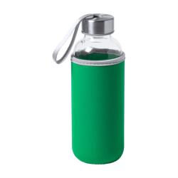  Kulacs üveg 420ml ivópalack neoprén zöld tokban, 64 × 190mm