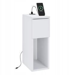 ComfortCove Éjjeliszekrény Usb/c Porttal 5V Fehér Keskeny 20x30 CM Fiókkal És Polccal (SN 002 WHITE-WHITE USB)