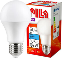 Pila E27 A60 LED izzó 8W = 60W 806lm 4000K semleges fehér 180° PILA (PILLED0045)