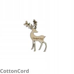 CottonCord Rétegelt lemezből készült fa rénszarvas "Kellemes Karácsonyt" gravírozással, 5, 5cm x 7cm (CottonCord)