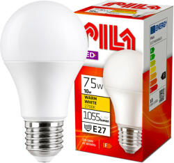 Pila E27 A60 LED izzó 10W = 75W 1055lm 2700K meleg fehér 180° PILA (PILLED0050)