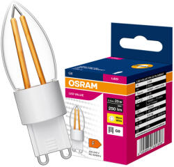 OSRAM Filament LED gyertyaizzó G9 2.5W = 25W 250lm 3000K meleg fehér 270° VALUE Osram (4099854691898)