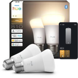 Philips 2 db E27 A60 LED izzó 7W = 60W 810lm 2700K meleg fehér SMART okos Bluetooth ZigBee White Philips HUE (8721103072566)