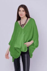 SHOPIKA Bluza oversize petrecuta, din in, verde oliv Talie unica