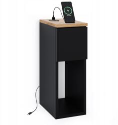 ComfortCove Éjjeliszekrény Usb/c Porttal 5V Loft Fekete 20x30 CM Fiókkal És Polccal (SN 002 BLACK-TORRO USB)
