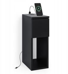 ComfortCove Éjjeliszekrény Usb/c Porttal 5V Loft Fekete 20x30 CM Fiókkal És Polccal (SN 002 BLACK-BLACK USB)