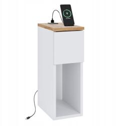 ComfortCove Éjjeliszekrény Usb/c Porttal 5V Fehér Torro Tölgy 20x30 CM Fiókkal És Polccal (SN 002 WHITE - TORRO USB)