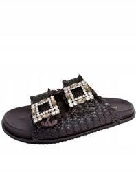 CheBello Flip-flop papucs CheBello 5812 bőr fonott csat barna 40 (5812)