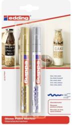 edding Marker vopsea Edding 750, corp metalic, varf rotund 2-4 mm, set 2 culori auriu si argintiu (ED7505354)