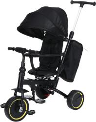 JHT Tricicletă Pliabilă JHT Premium 3 în 1 pentru Copii - Scaun Rotativ 360° și Rabatabil, Mâner Parental Reglabil și Detașabil, Roți PU cu Frână Dublă, Copertină Reglabilă, Negru, 12 Luni+, Max. 30 kg (J
