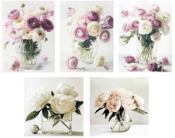 AdTrend Set 5 tablouri olegrafie pe panza Flowers 3 x 15 x 20 cm, 2 x 25 x 25 cm (119613)