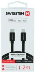 SWISSTEN Cablu Date Usb C- Lightning Swissten Textil Mfi 3A 1.2m Negru